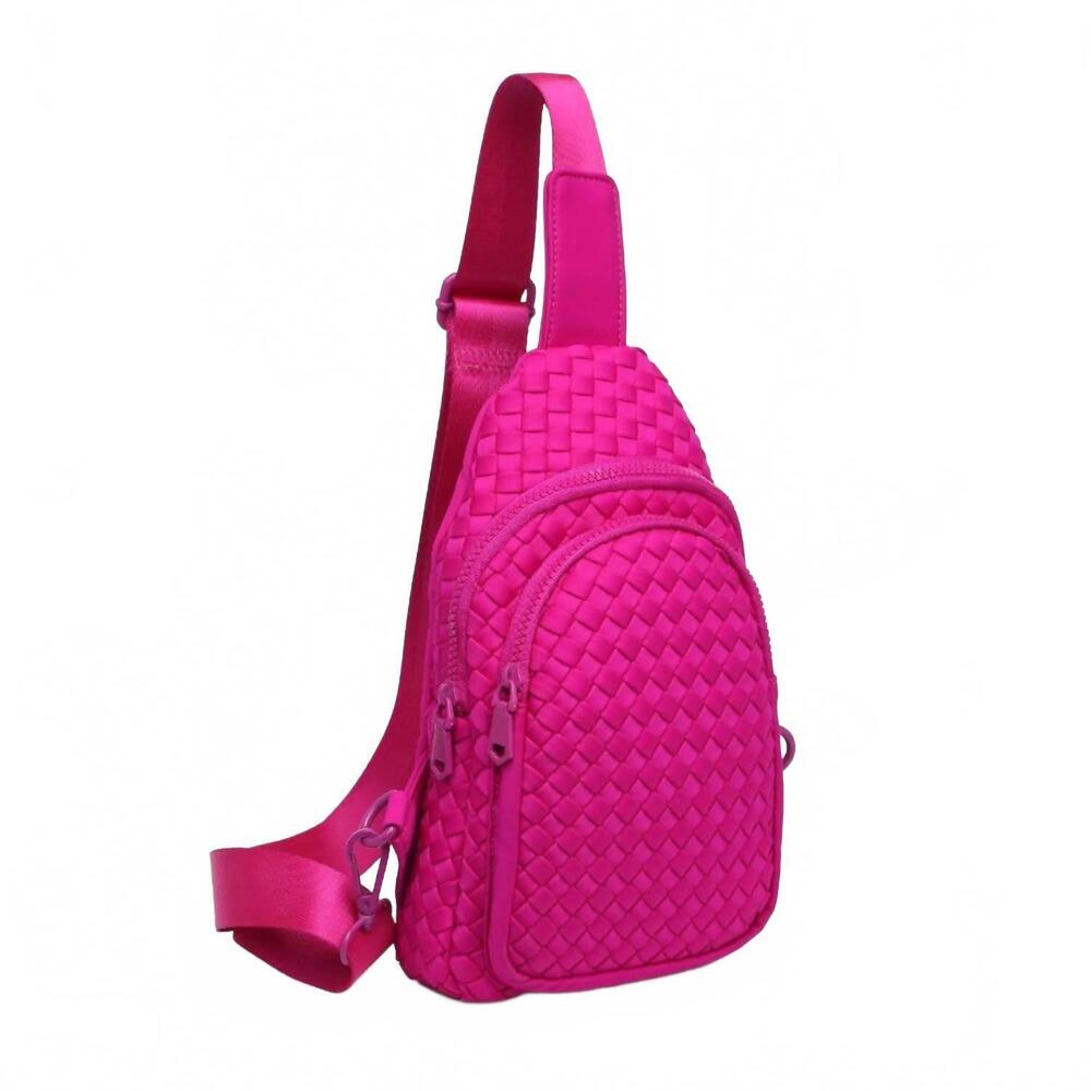 NEW SOL AND SELENE women's beyond the horizon woven neoprene sling backpack in f